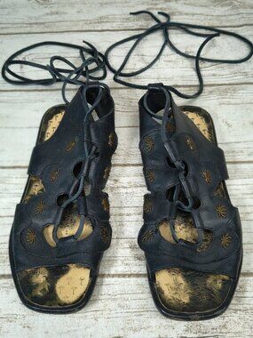 Tomas Maier Black Leather Gladiator Sandals Women Size 9